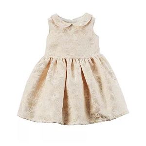 Baby Girl Carter's Gold Print Peter Pan Collar Dress